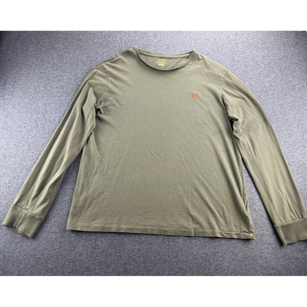 Polo Ralph Lauren T Shirt Mens Size Large Military Green Long Sleeve Crewneck - Picture 5 of 16